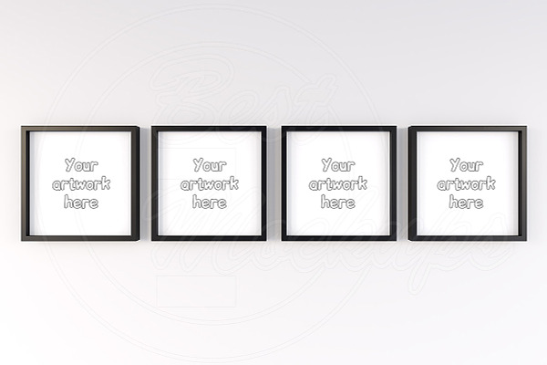Set of 4 black square mockup frames