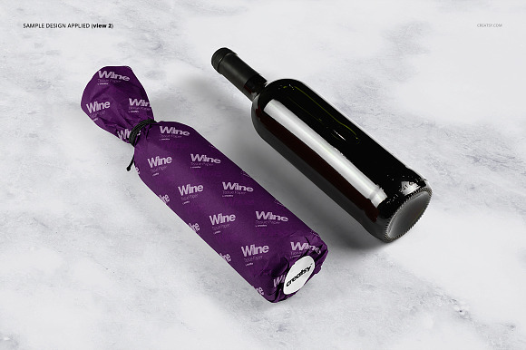 Wrapping Paper Wine Bottle Mockup in Product Mockups - product preview 7