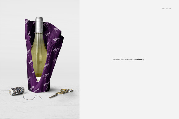 Wrapping Paper Wine Bottle Mockup in Product Mockups - product preview 8