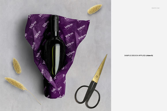 Wrapping Paper Wine Bottle Mockup in Product Mockups - product preview 13