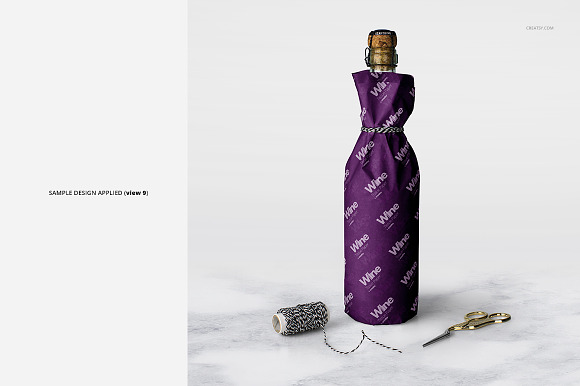 Wrapping Paper Wine Bottle Mockup in Product Mockups - product preview 14