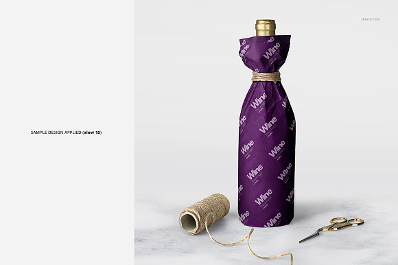 Wrapping Paper Wine Bottle Mockup in Product Mockups - product preview 20