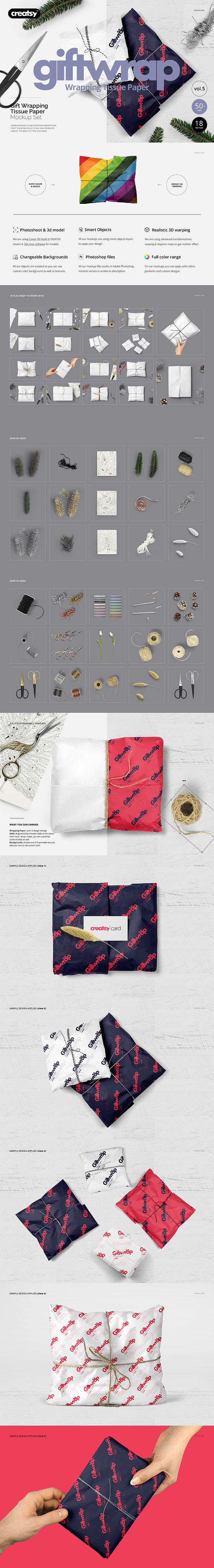 Wrapping Tissue Paper Mockup Bundle in Product Mockups - product preview 3