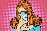 Woman smartphone photo, eye camera