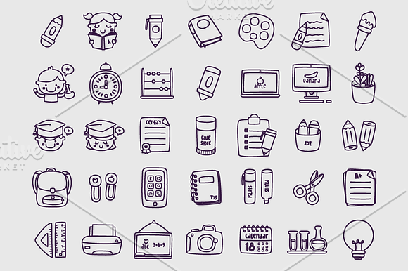 35 school icons in Kawaii Emoticons - product preview 2