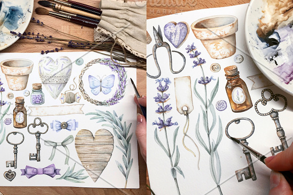Watercolor provence set in Graphics - product preview 1