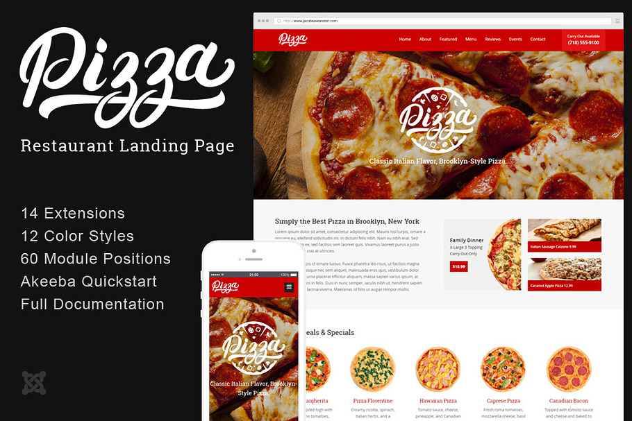 Pizza Restaurant Joomla Landing Page in Landing Page Templates - product preview 8