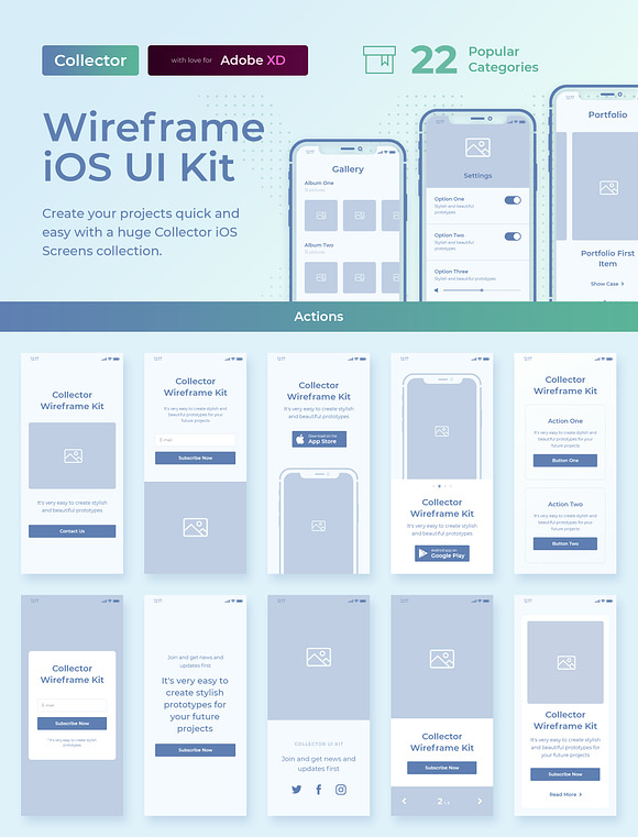 Collector iOS Wireframe UI Kit in Wireframe Kits - product preview 5