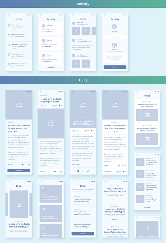 Collector iOS Wireframe UI Kit in Wireframe Kits - product preview 6