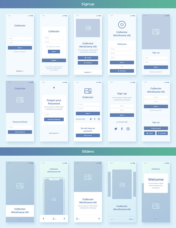 Collector iOS Wireframe UI Kit in Wireframe Kits - product preview 15