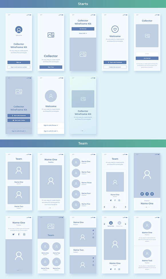 Collector iOS Wireframe UI Kit in Wireframe Kits - product preview 16
