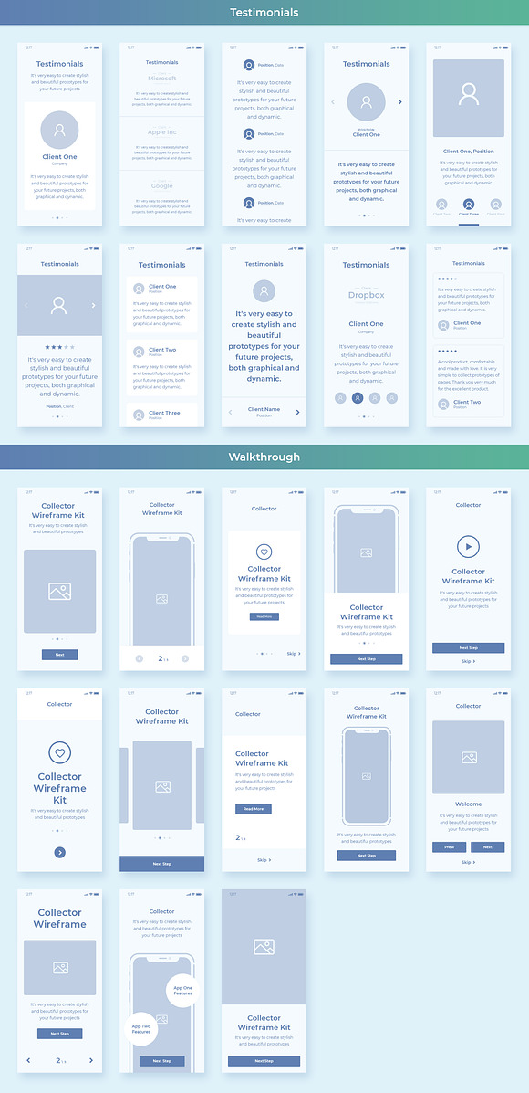 Collector iOS Wireframe UI Kit in Wireframe Kits - product preview 17