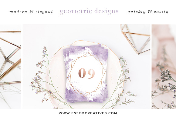 Rose Gold Geometric Watercolor in Illustrations - product preview 2