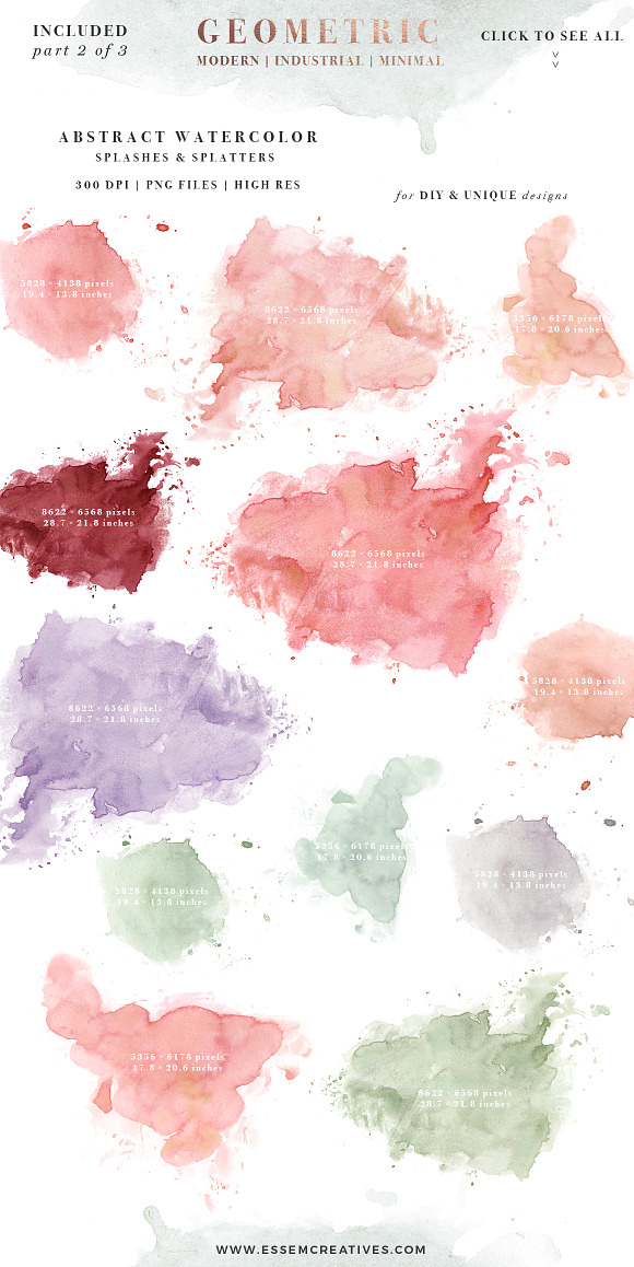 Rose Gold Geometric Watercolor in Illustrations - product preview 4