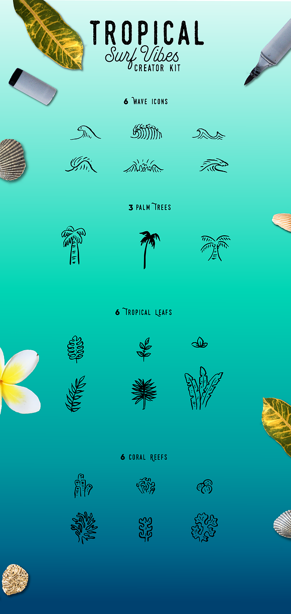 Lite-Tropical Surf Vibes-Creator Kit in Illustrations - product preview 1