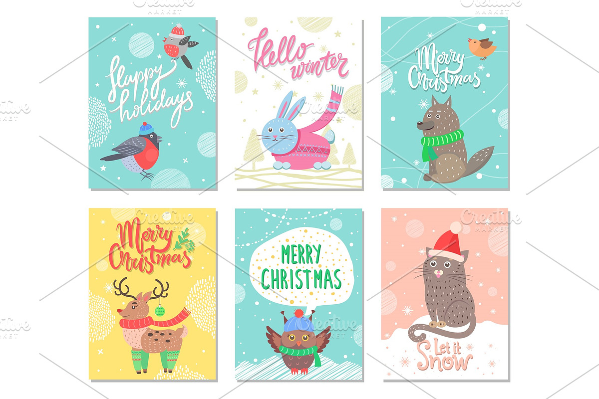 Happy Holidays and Merry Christmas Set of Posters in Illustrations - product preview 8