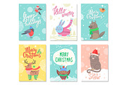 Happy Holidays and Merry Christmas Set of Posters