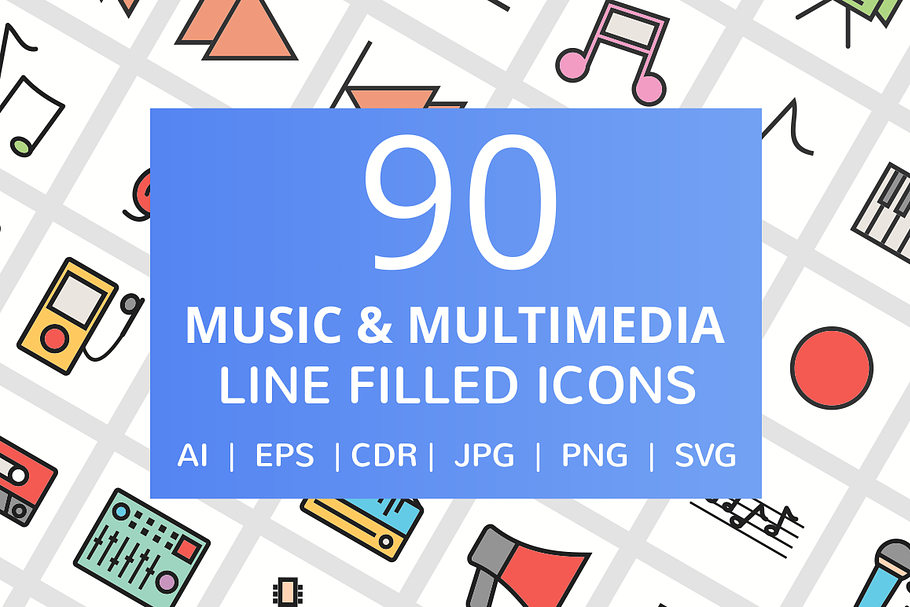 90 Music Multimedia Filled Line Icon