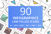 90 Infographics Filled Line Icons
