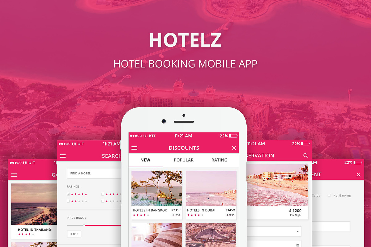 Hotelz - Hotel Booking PSD APP in UI Kits and Libraries - product preview 8