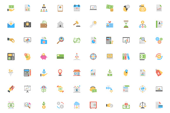 100 Flat Market and Economics Icons  in Graphics - product preview 1