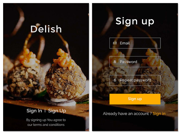 Delish - Creative Restaurant PSD APP in UI Kits and Libraries - product preview 1