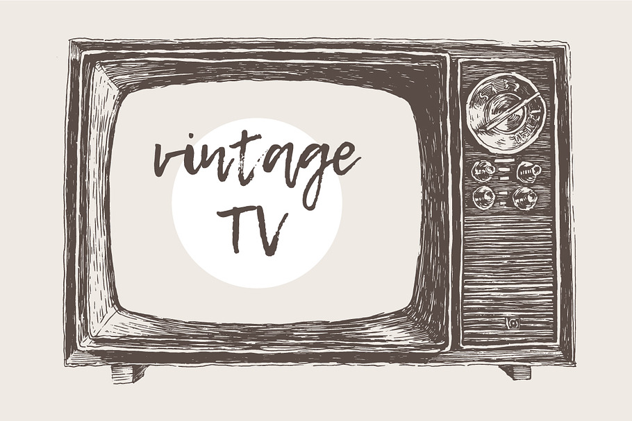 Illustration of a vintage TV in Illustrations - product preview 8