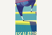 Escalator with woman