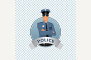 Round icon with policeman