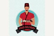 Round icon with food courier