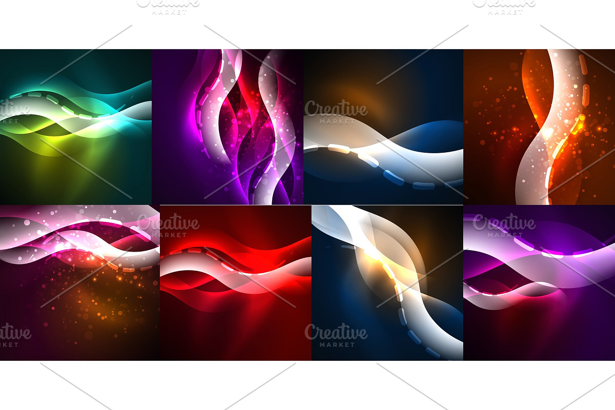 Space glowing waves, modern abstractions, collection of backgrounds in Textures - product preview 8