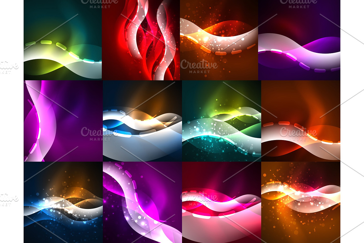 Space glowing waves, modern abstractions, collection of backgrounds in Textures - product preview 8