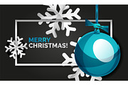 Christmas and New Year banner card, Christmas balls, black background