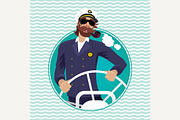 Sea captain in round frame
