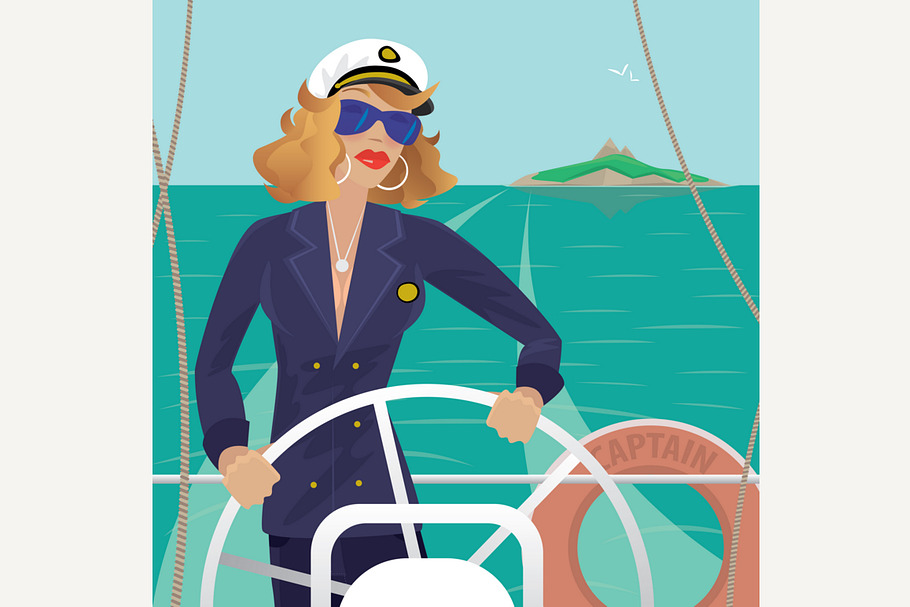 Female with ships steering wheel in Illustrations - product preview 8