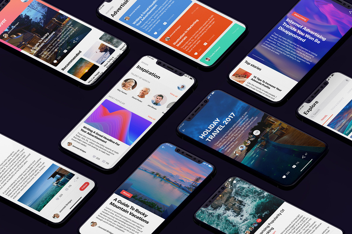 Social Mobile UI Kit for iphoneX in App Templates - product preview 8