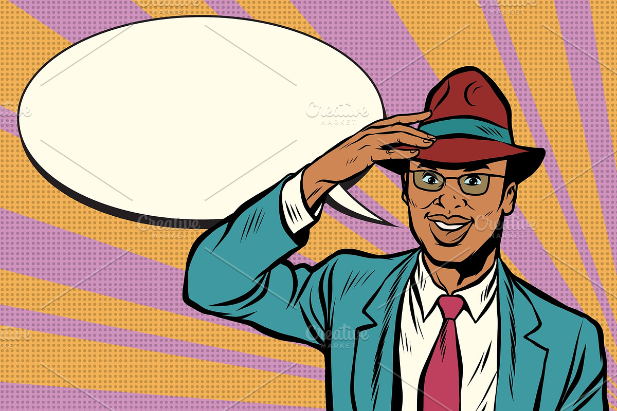 Retro African businessman takes off his hat in Illustrations - product preview 8