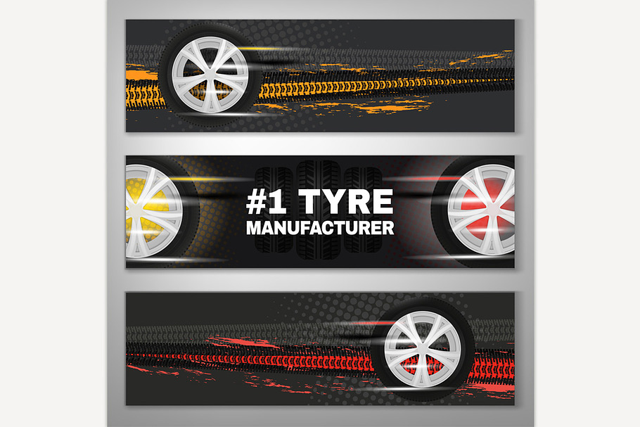 Tire Banners Set in Illustrations - product preview 8
