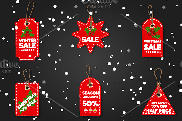 Christmas sale paper tag vector