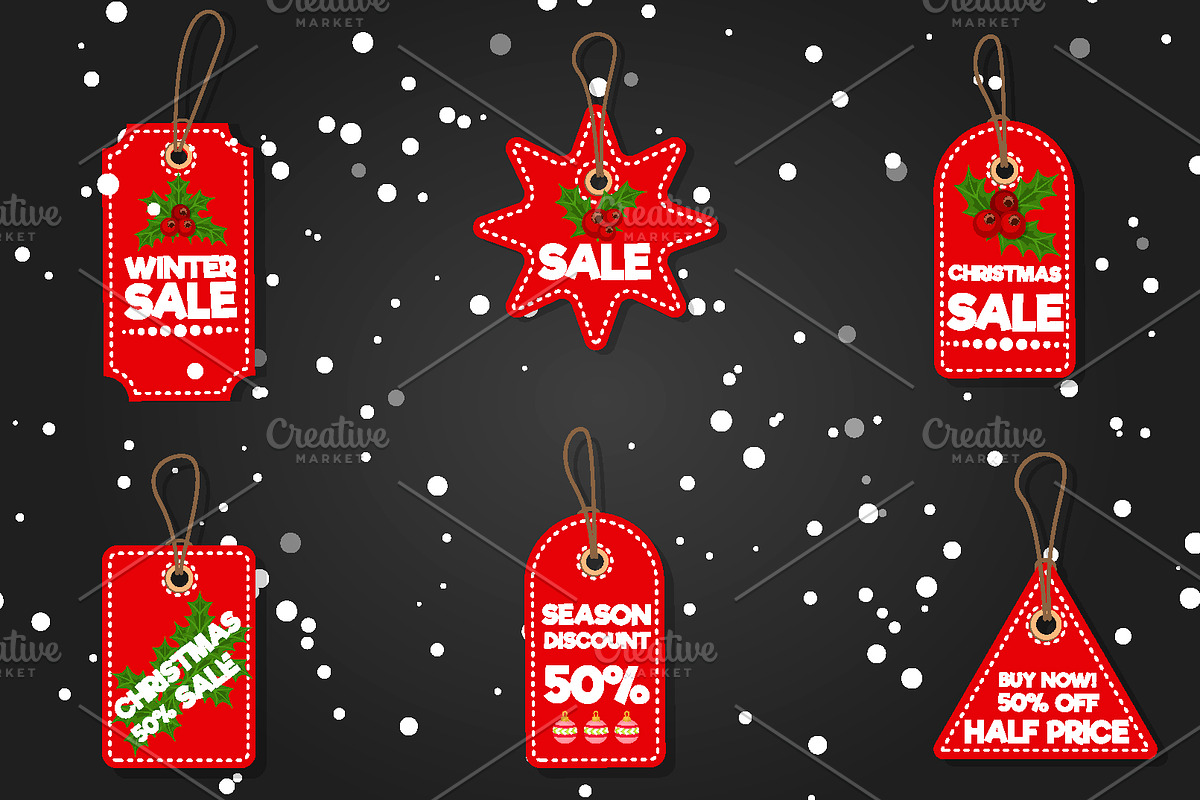 Christmas sale paper tag vector in Illustrations - product preview 8