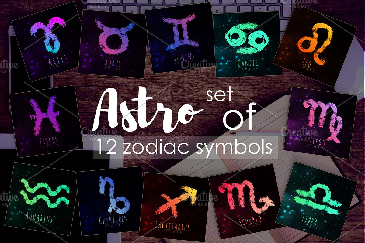12 Brush Zodiac symbols in Illustrations - product preview 8