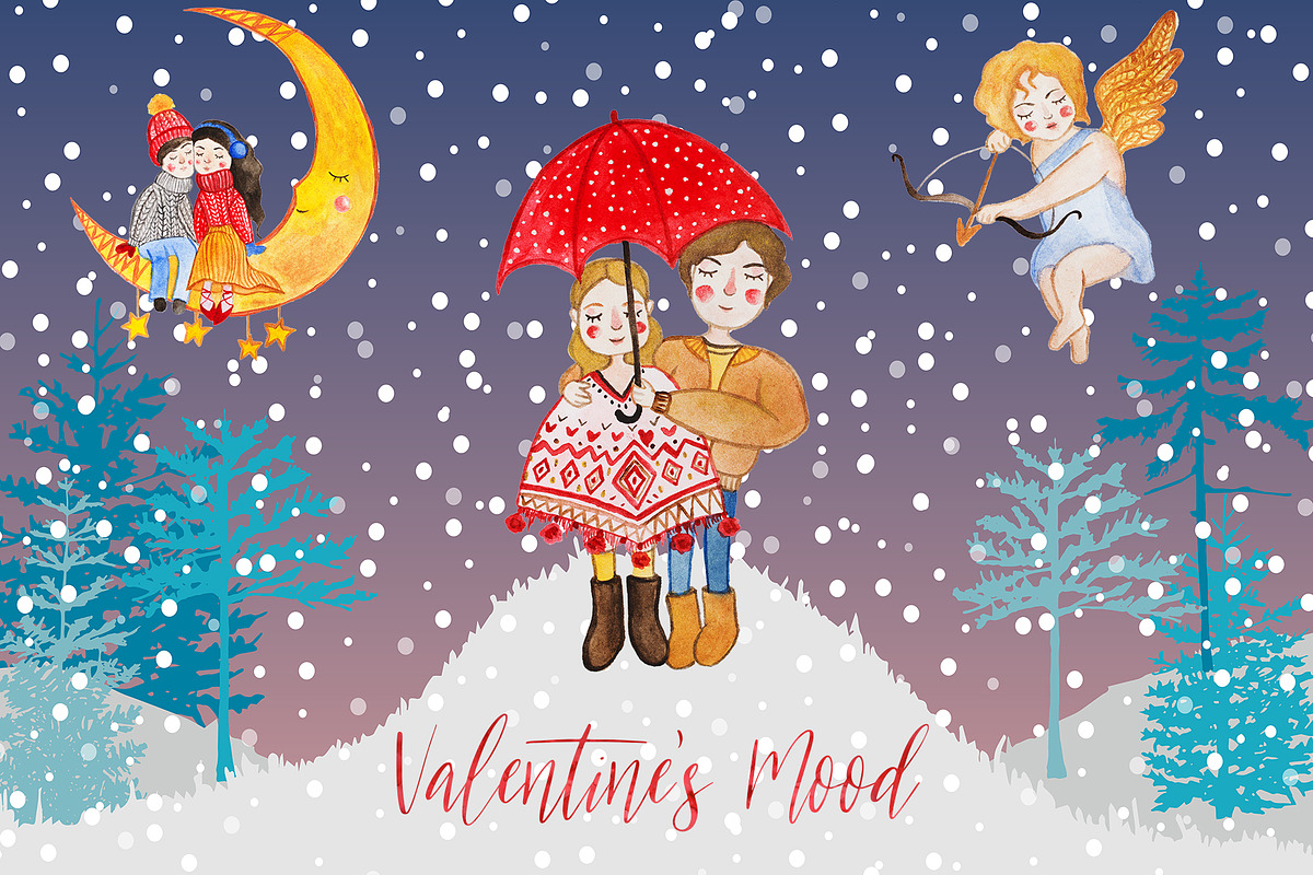 Valentine's mood watercolor set in Illustrations - product preview 8