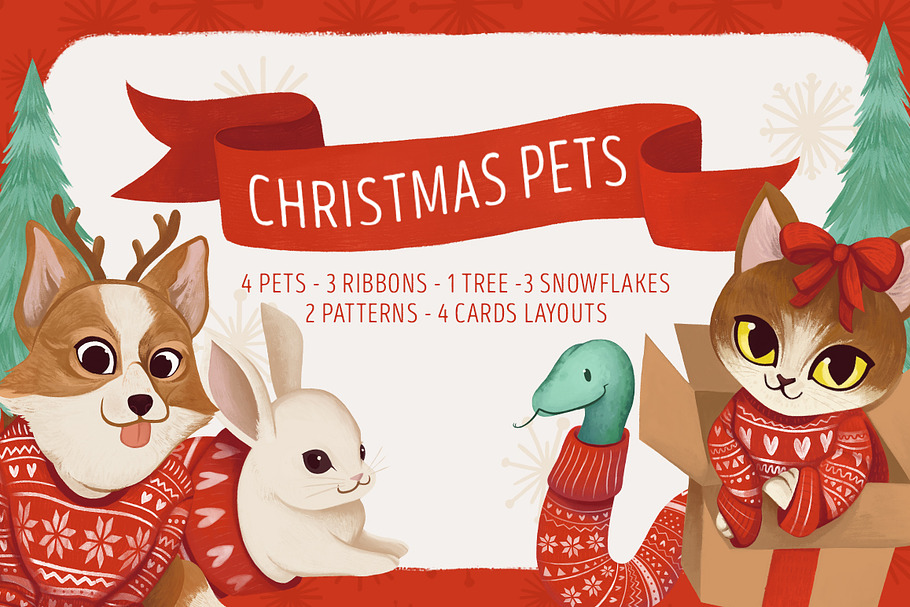 Christmas pets in Illustrations - product preview 8