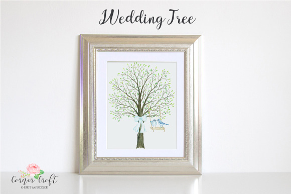 Wedding Tree Watercolor Clipart in Illustrations - product preview 3