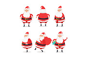 Different Sides of Santa Claus on White Background