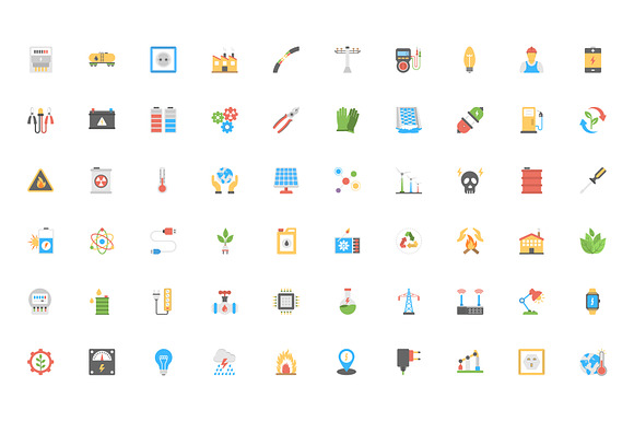 100 Energy and Power Flat Icons in Graphics - product preview 1