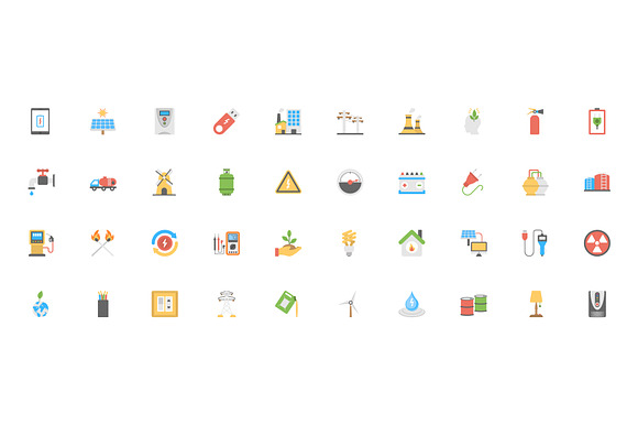 100 Energy and Power Flat Icons in Graphics - product preview 2