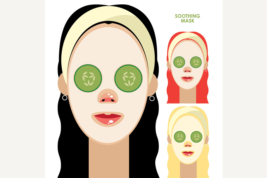 Women with facial soothing mask in Objects - product preview 8