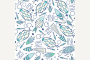Soft white pattern with fishes