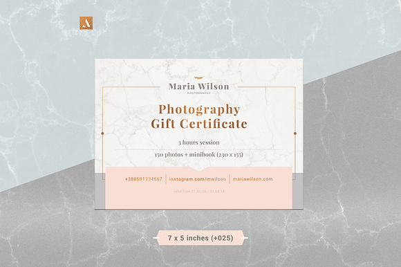 Gift certificate - Marble, Rose Gold in Card Templates - product preview 2